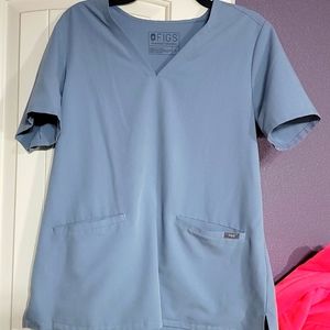 Dusty blue figs scrub top
